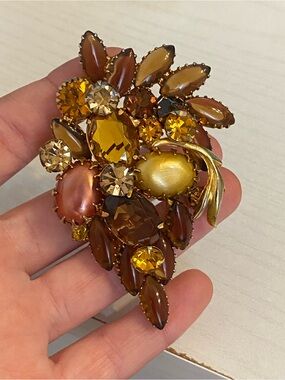 Vintage Juliana D&E Fall Color Rhinestone Brooch 1960’s